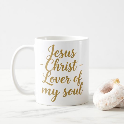 Jesus Christ Lover of My Soul Christian Mug コーヒーマグカップ (ドーナツ)
