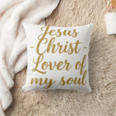 Jesus Christ Lover of My Soul Throw Pillow - 16x16 クッション (ブランケット)