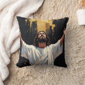 Jesus Christ Our Savior | Black and Gold クッション (ブランケット)