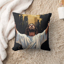 Jesus Christ Our Savior | Black and Gold クッション