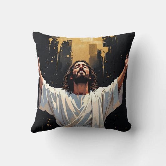 Jesus Christ Our Savior | Black and Gold クッション (裏面)