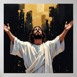 Jesus Christ Our Savior | Black and Gold ポスター