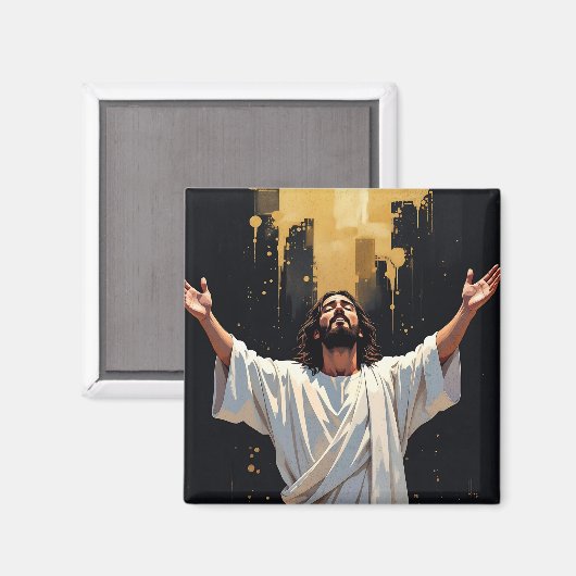 Jesus Christ Our Savior | Black and Gold マグネット (正面/裏面)