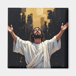 Jesus Christ Our Savior | Black and Gold マグネット