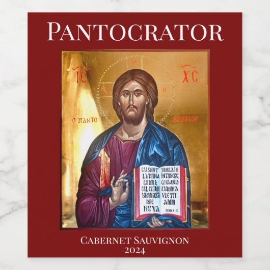 Jesus Christ Pantocrator Icon ワインラベル (シングルラベル)