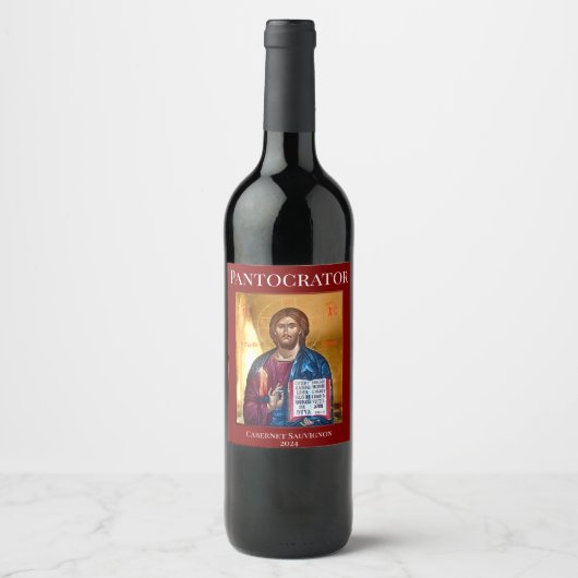 Jesus Christ Pantocrator Icon ワインラベル (正面)