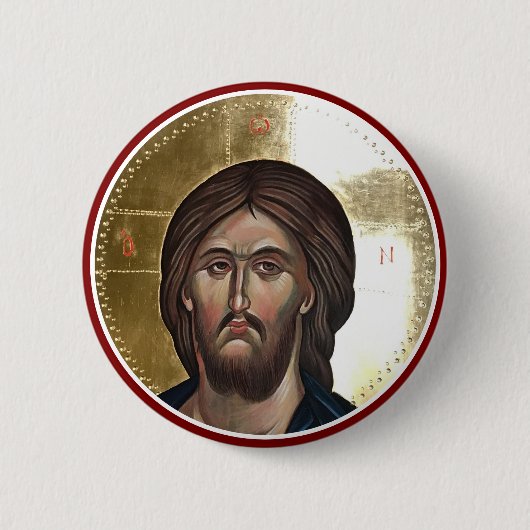 Jesus Christ Pantocrator Icon 缶バッジ (正面)