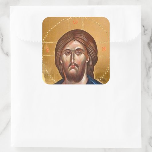 Jesus Christ Pantocrator Painting スクエアシール (バッグ)