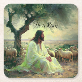 Jesus Christ Religious Easter Catholic  スクエアペーパーコースター