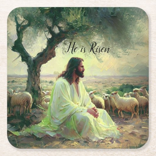 Jesus Christ Religious Easter Catholic  スクエアペーパーコースター (正面)