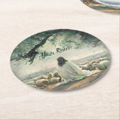 Jesus Christ Religious Easter Catholic  ラウンドペーパーコースター (アングル)