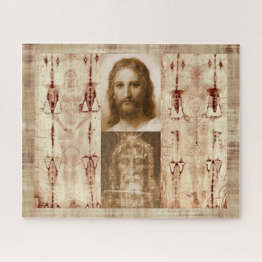 Jesus Christ Shroud of Turin Holy Face Burial  ジグソーパズル (横)