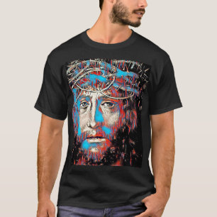 Jesus Christ Thorn Crown Abstract Christian art Tシャツ