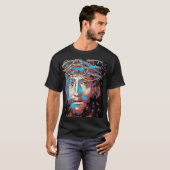 Jesus Christ Thorn Crown Abstract Christian art Tシャツ (正面フル)