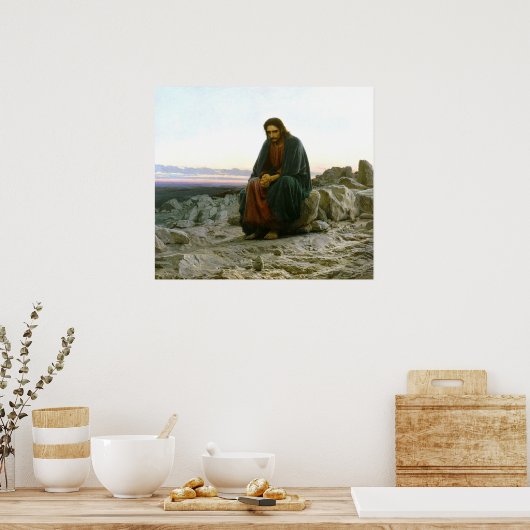 Jesus Christus, Christi, in der Wüste(Meditation) ポスター (キッチン)