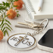 Jesus Circle Keychain – 両面Aiデザイン キーホルダー (正面右)