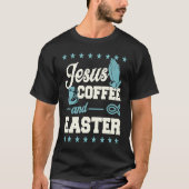 Jesus Coffee And Easter Fish Symbol Christian Chur Tシャツ (正面)