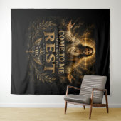 Jesus Come to Me Christian Gold Sacred Art タペストリー (インサイチュ(横))