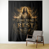 Jesus Come to Me Christian Gold Sacred Art タペストリー (インサイチュ)