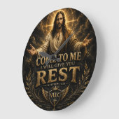 Jesus Come to Me Christian Gold Sacred Art ラージ壁時計 (傾斜)