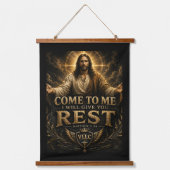 Jesus Come to Me Christian Gold Sacred Art 吊り下げ型タペストリー (正面2)