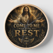 Jesus Come to Me Christian Gold Sacred Art 壁時計 (正面)