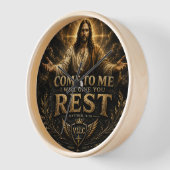 Jesus Come to Me Christian Gold Sacred Art 壁時計 (傾斜)