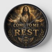Jesus Come to Me Christian Gold Sacred Art 壁時計 (正面)