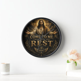 Jesus Come to Me Christian Gold Sacred Art 壁時計
