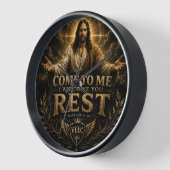 Jesus Come to Me Christian Gold Sacred Art 壁時計 (傾斜)