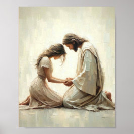 Jesus Comforting Woman - Christian Art with Bible ポスター