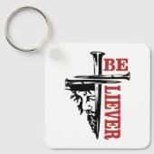 Jesus Cross Nail Design – Powerful Christian キーホルダー (正面)