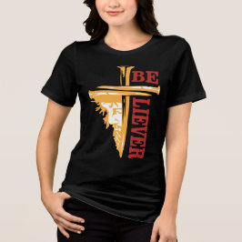 Jesus Cross Nail Design – Powerful Christian トライブレンドTシャツ