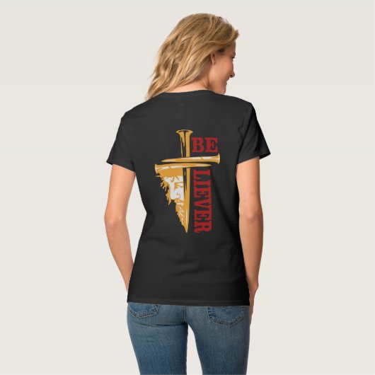 Jesus Cross Nail Design – Powerful Christian Tシャツ (裏面フル)