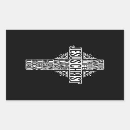JESUS CROSS - NAMES OF CHRIST STICKER 長方形シール