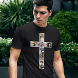 Jesus Cross Photo Collage Tシャツ<br><div class="desc">12枚の写真で構成されたイエスキリストの十字架を特徴とする都市宗教的な黒いTシャパーソナライズされたツ。日常の衣服や亡くなった愛する人の追悼式に最適遠くに!写真のヒント：アップロード前に写真を正方形に切り取り、被写体が結果の中心に最高のあることを確認。</div>