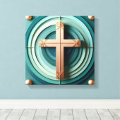 Jesus Cross Stretched Canvas Print キャンバスプリント (インサイチュ (ウッドフロア))