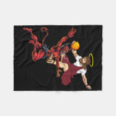 Jesus Crossing Up The Devil Bysketbyll Player Dunk フリースブランケット (正面(横))