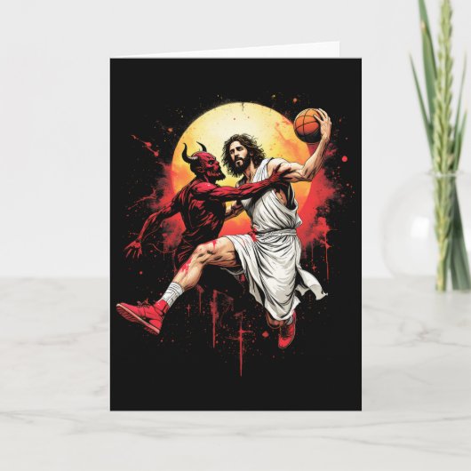 Jesus Crossing Up The Devil Sketll Lover Christian カード (正面)