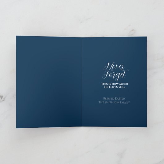 Jesus Crucified Blessed Easter Card Blue カード (内部)