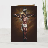 Jesus Crucified Blessed Easter Card Brown カード (正面)