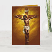 Jesus Crucified Blessed Easter Card Gold カード (正面)