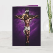 Jesus Crucified Blessed Easter Card Purple カード (正面)