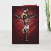 Jesus Crucified Blessed Easter Card Red カード (正面)