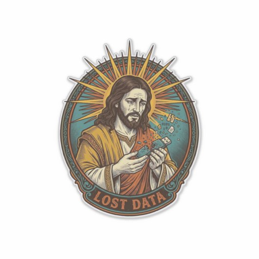 Jesus Crushed USB Flash Drive Lost Data Humor_1 シール (正面)