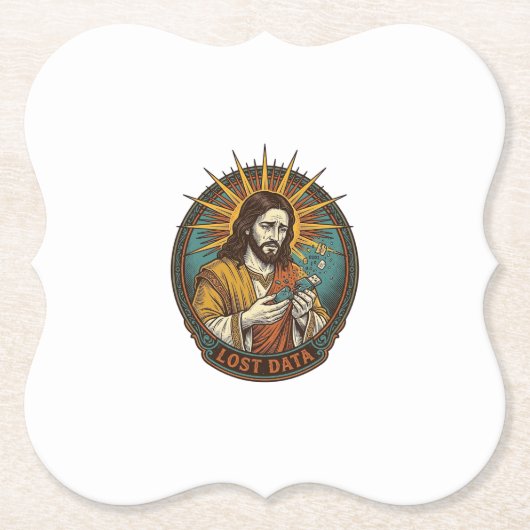 Jesus Crushed USB Flash Drive Lost Data Humor_1 ペーパーコースター (正面)