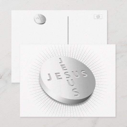Jesus Cures Pill – キリスト教の信仰祈 シーズンポストカード (正面/裏面)