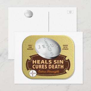 Jesus Cures Pill – キリスト教の信仰祈 シーズンポストカード
