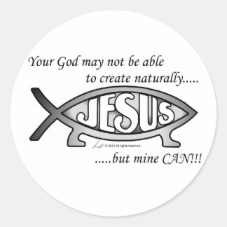 Jesus & Darwin Fishのシール ラウンドシール