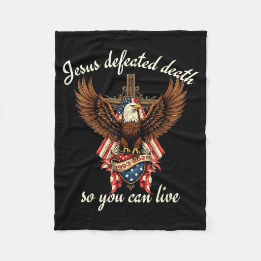 Jesus Defeated Death So You Can Live Christian Quo フリースブランケット (正面)